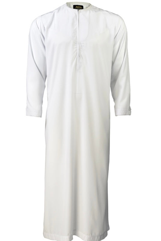 Boys Zip Thobe/Jubba - White sheen