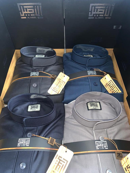 Embroidered Winter Al Aseel Thobes 
- Midnight Charcoal Z03/5-4