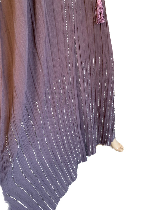 Diamanté Crinkle Abaya- TK Mauve 9