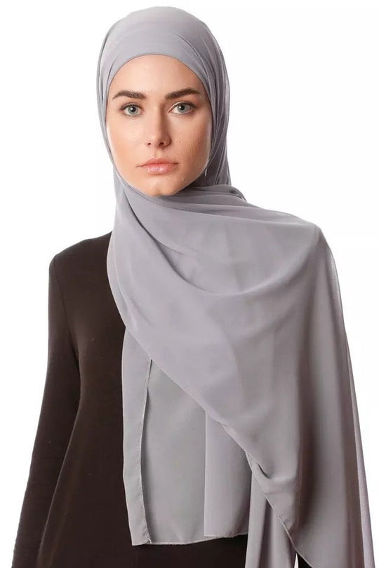 Chiffon Long Hijab/ Scarf CH41- Light Grey