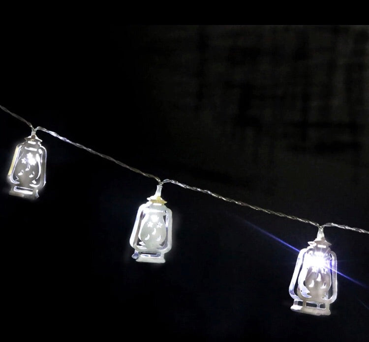Decorative silver metal lantern String Lights