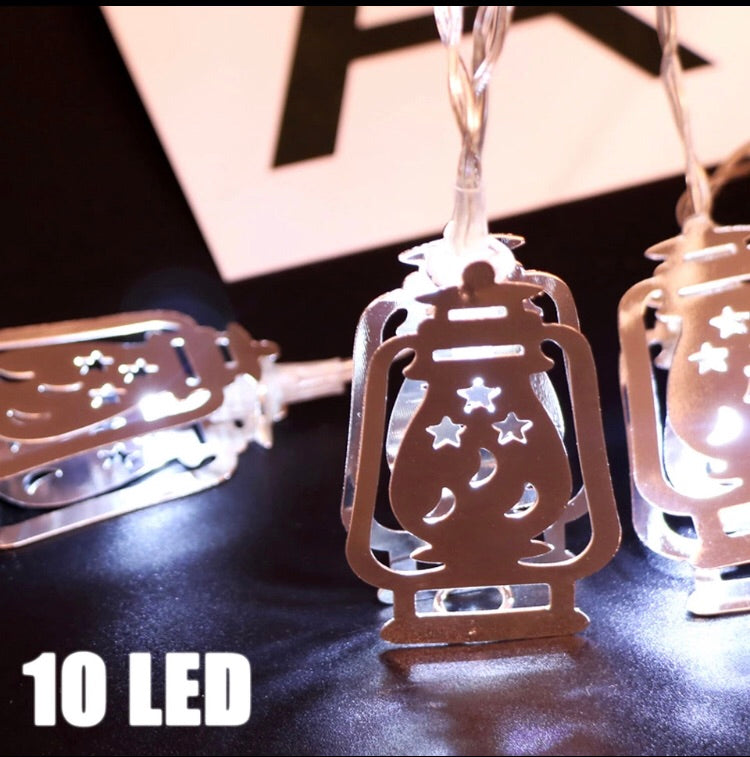 Decorative silver metal lantern String Lights