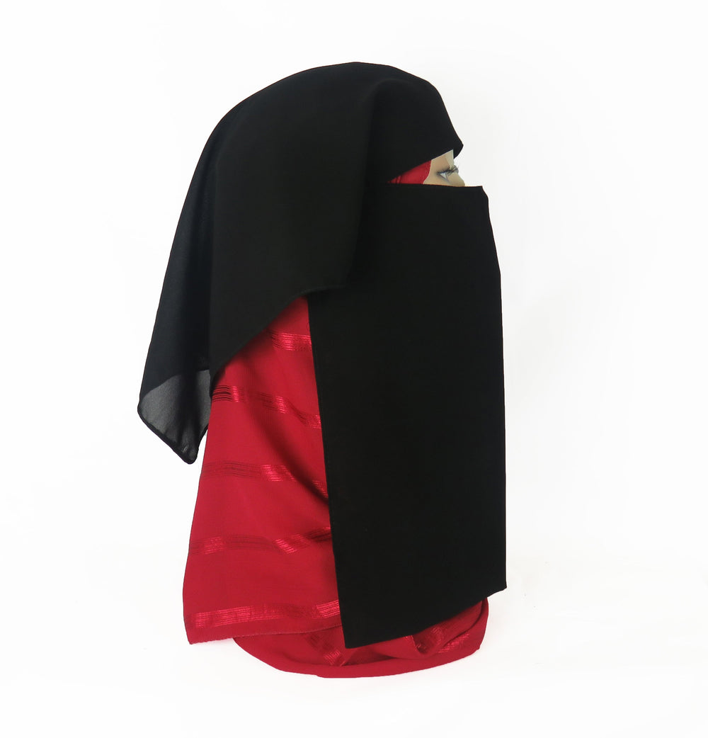 Layered Niqab/Face Veil with Velcro - Ac-08