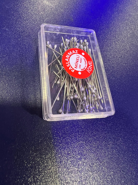 Box of Mini pins with heads - variety