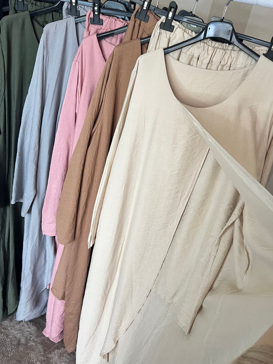 Long layered look Linen feel Coord