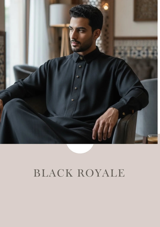 AAR2639 Latest Al Ameer Thobe / Jubba- Black Royale