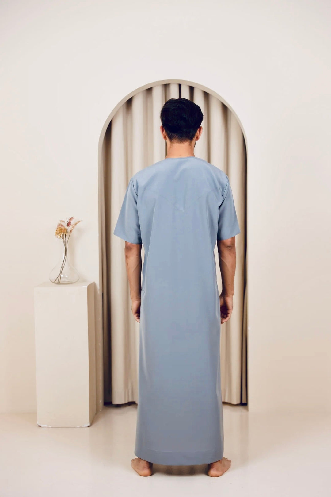 Half Sleeve Zip Thobe/ Jubbah - Light Blue matte