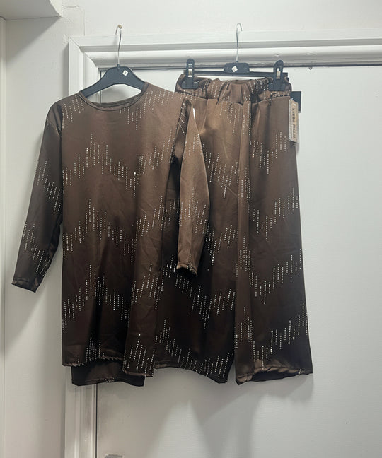 Satin Rhinestone Co-ord Set for Girls