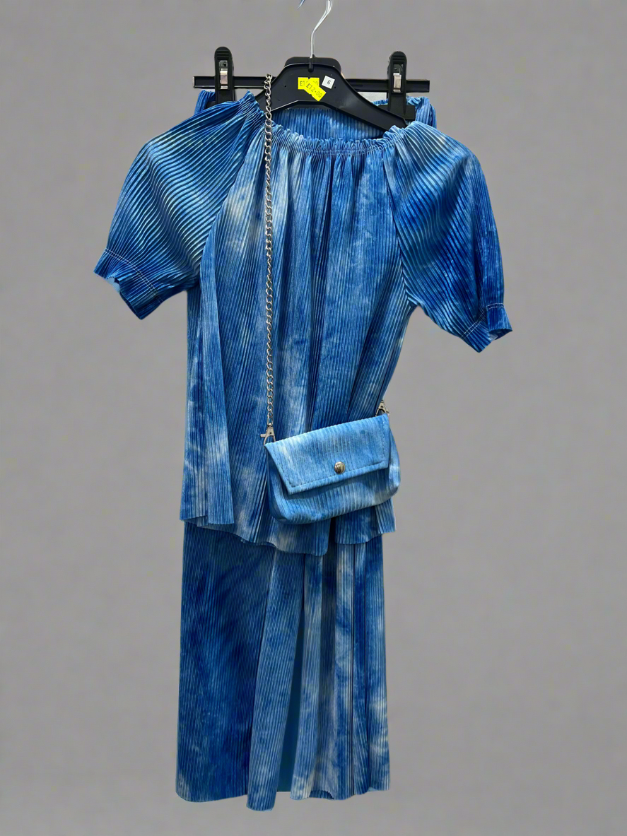 Crinkle Co-ord Set with bag for Girls