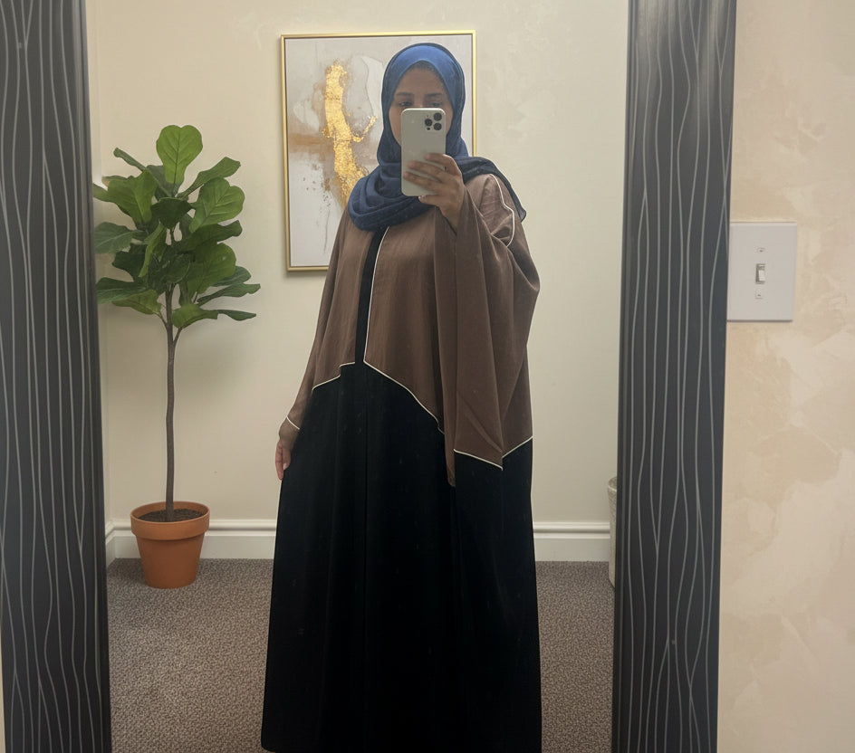 Batwing Abaya set in two tone