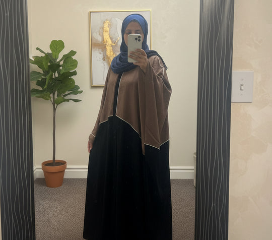 Batwing Abaya set in two tone