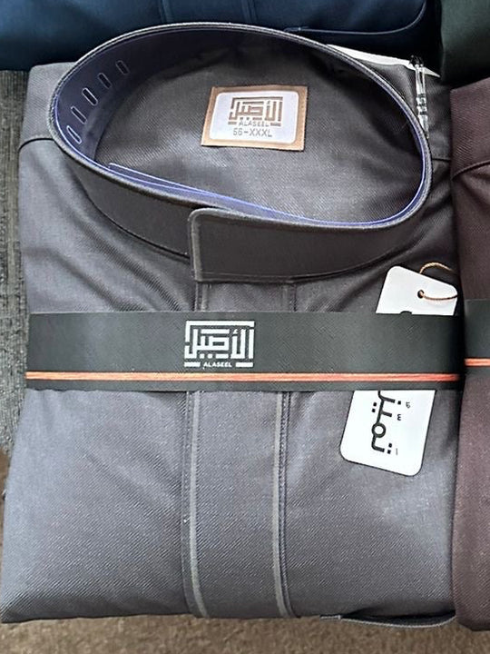 NEW Embroidered Winter Al Aseel Thobes -Grey Z07