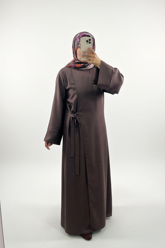 Linen Look Side Knot Wrap Abaya