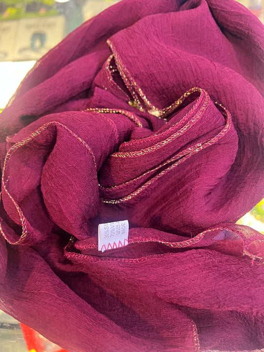 Gold edged light Chiffon Crushed Scarf/ Hijab