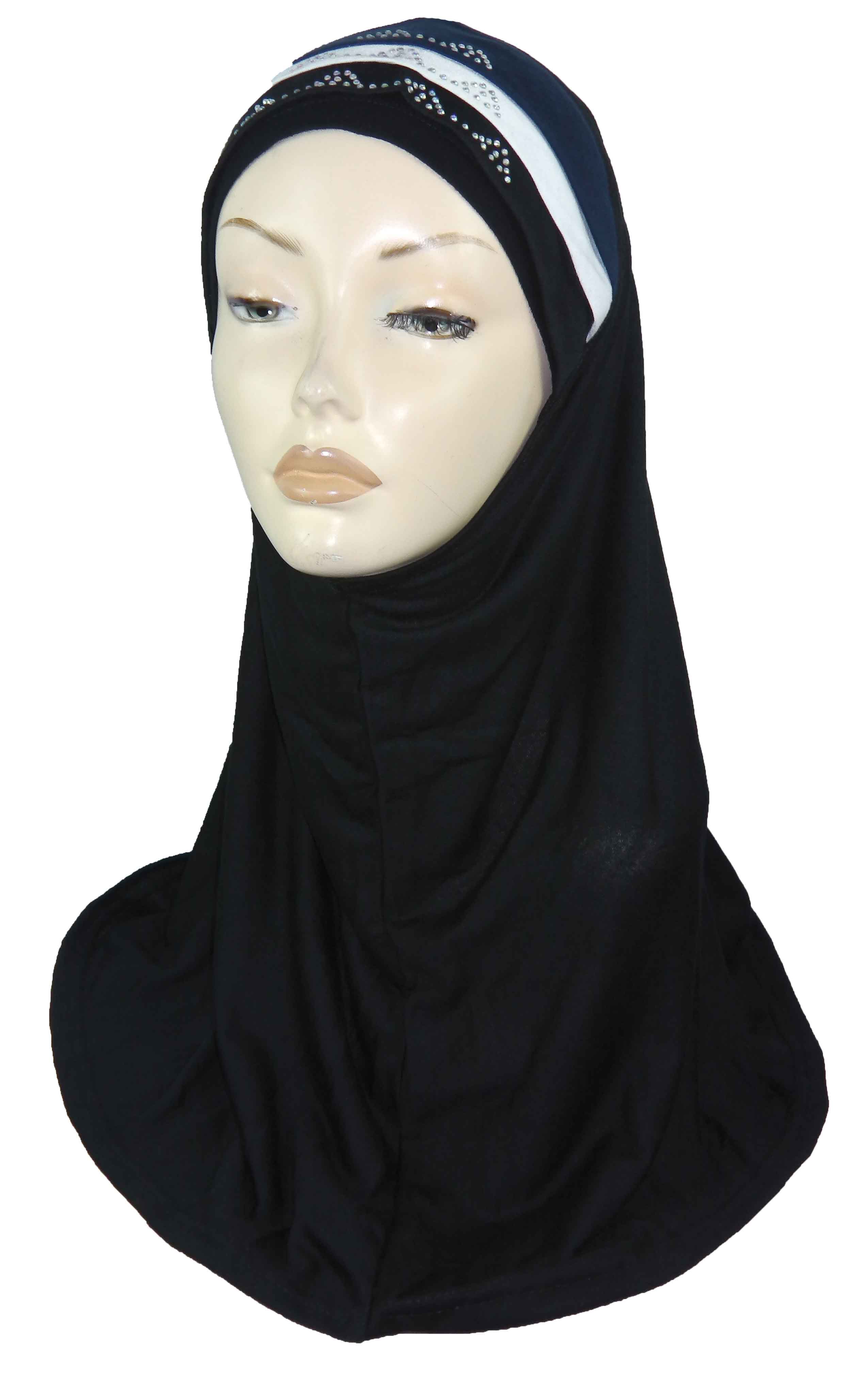 DIAMNTE AL AMIRA HIJAB 1 PC. BLACK -WHILE