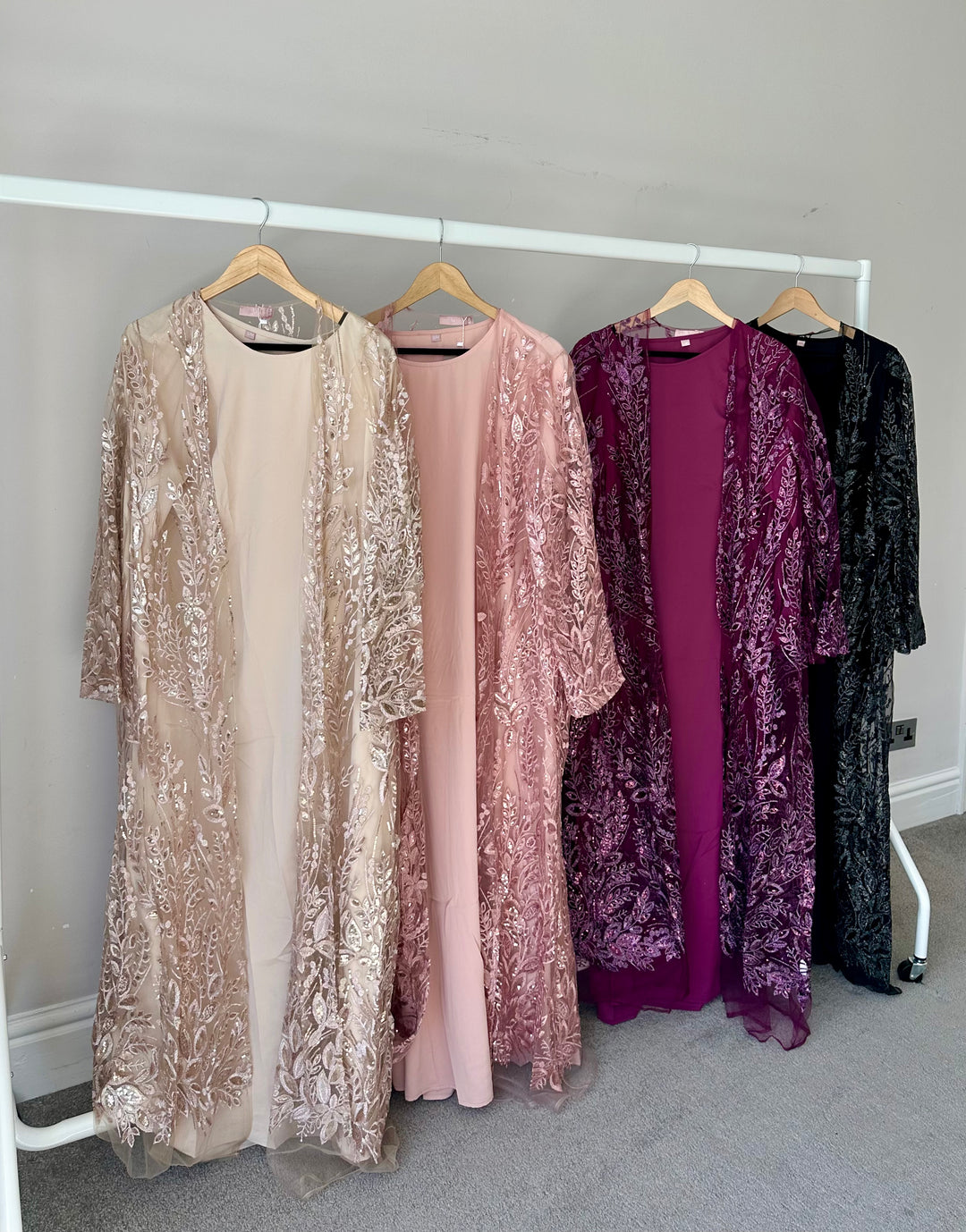 Saqina Embellished Lace Abaya Sets