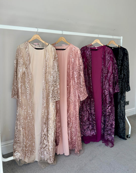 Saqina Embellished Lace Abaya Sets