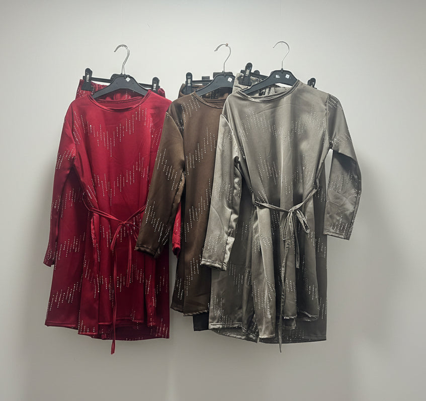 Satin Rhinestone Co-ord Set for Girls