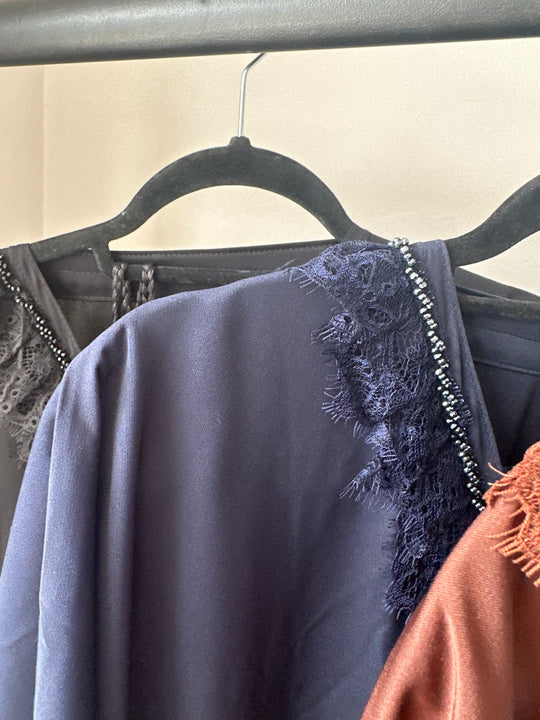 Frill Lace Beaded Dubai Abaya Sets in Colours