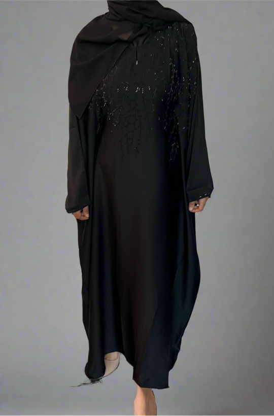 Aliyah Rhinestone Kaftan with ties- Black