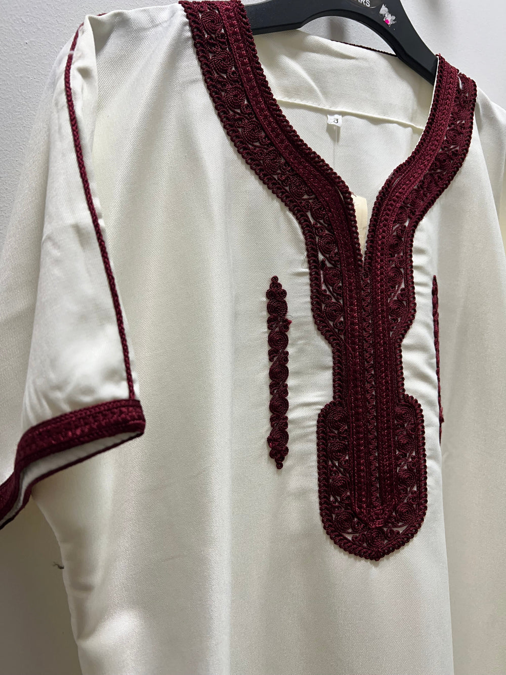 Boy’s Moroccan Thobe/Jubbah - Cream with Burgundy