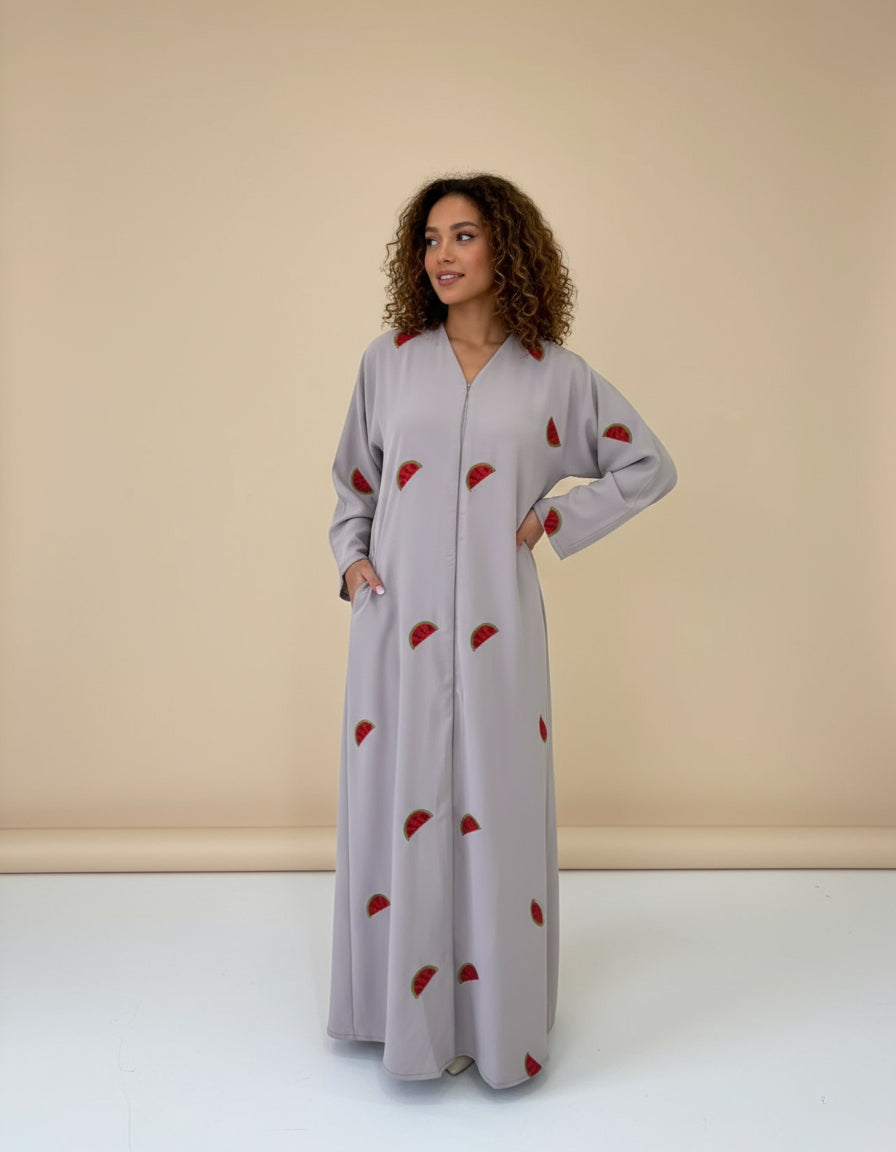 Water Melon Embroidered Abaya