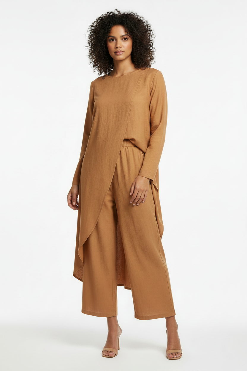 Long layered look Linen feel Coord