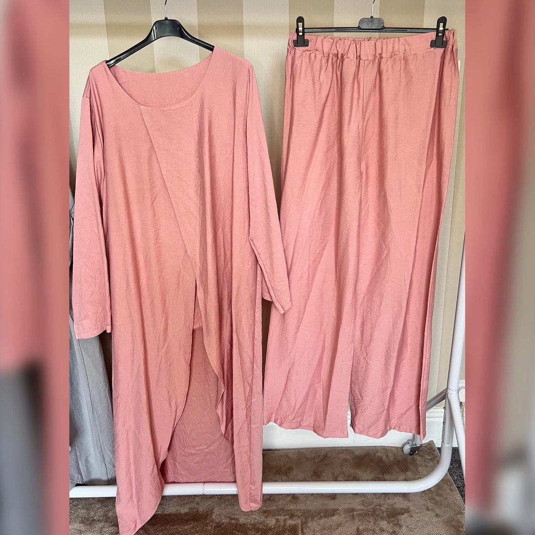 Long layered look Linen feel Coord