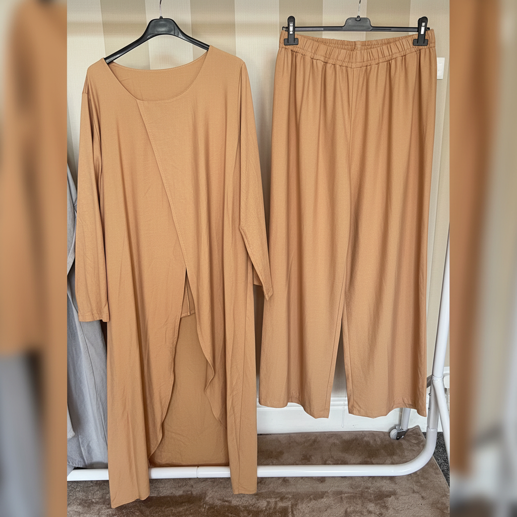 Long layered look Linen feel Coord