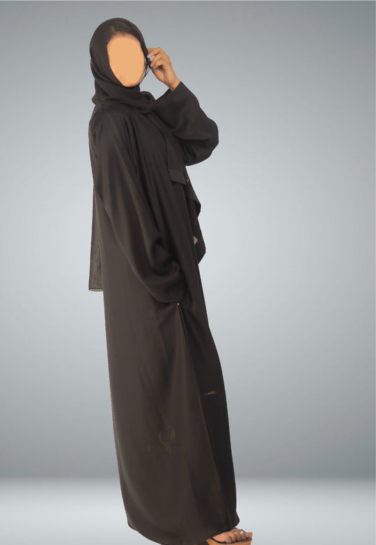 Plain Abaya with Pockets and Hijab CA1001 Black