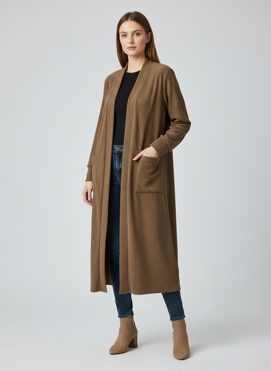 Corduroy Long Pocket Cardigan/Coatigan