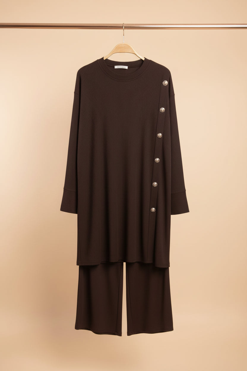Side Button winter Ribbed Coords