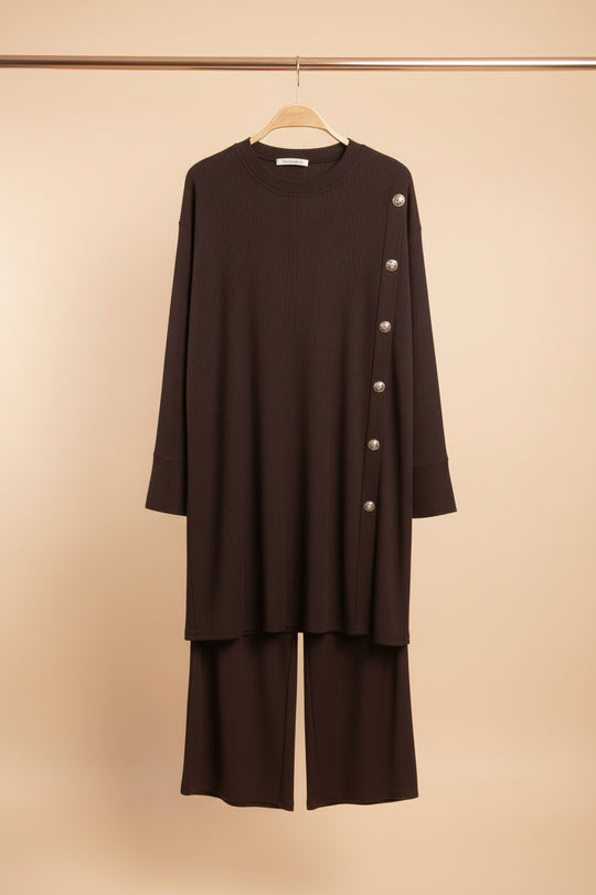 Side Button winter Ribbed Coords