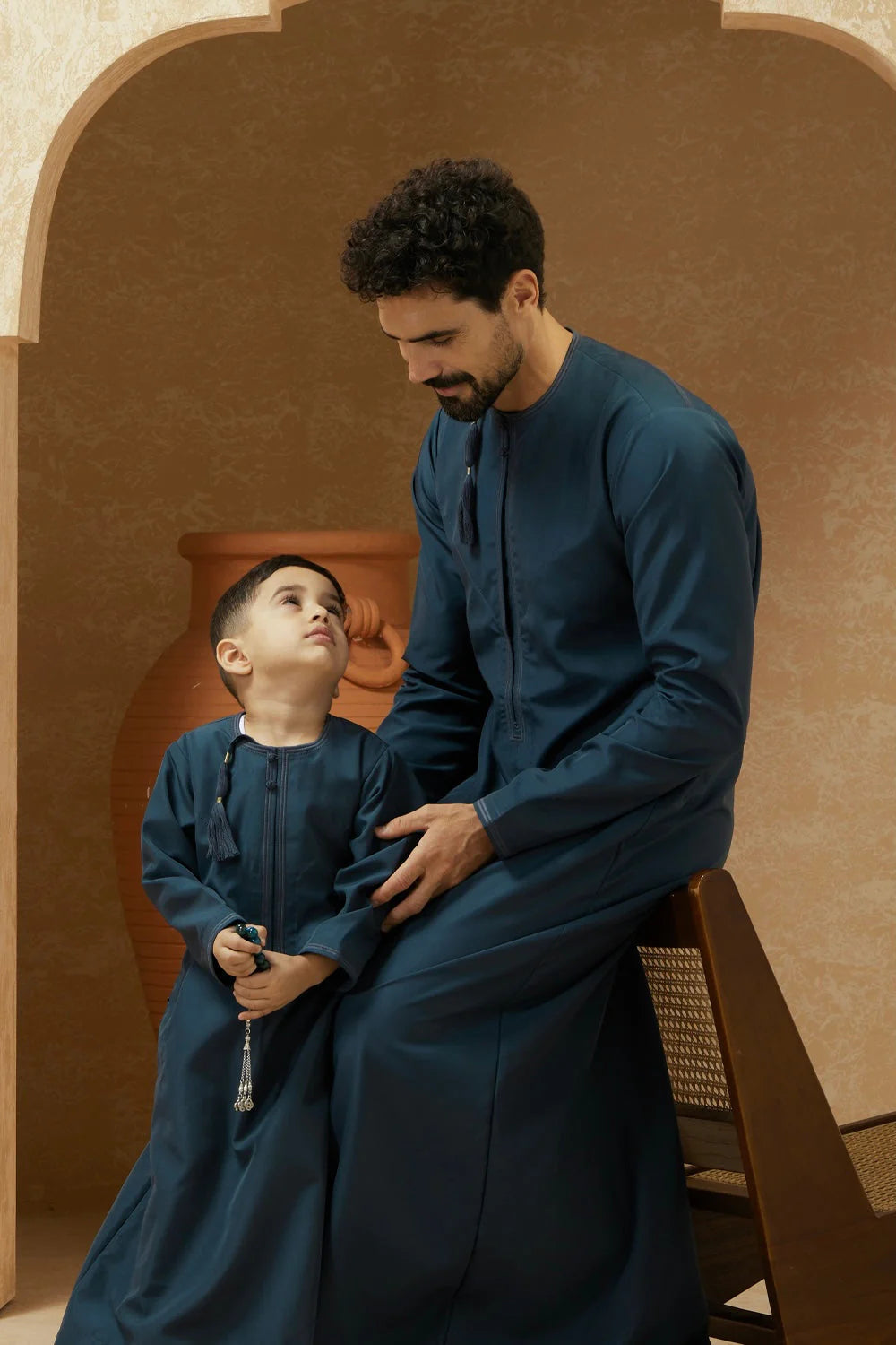 Boys Faris Omani Jubba/Thobe - Aegean Blue