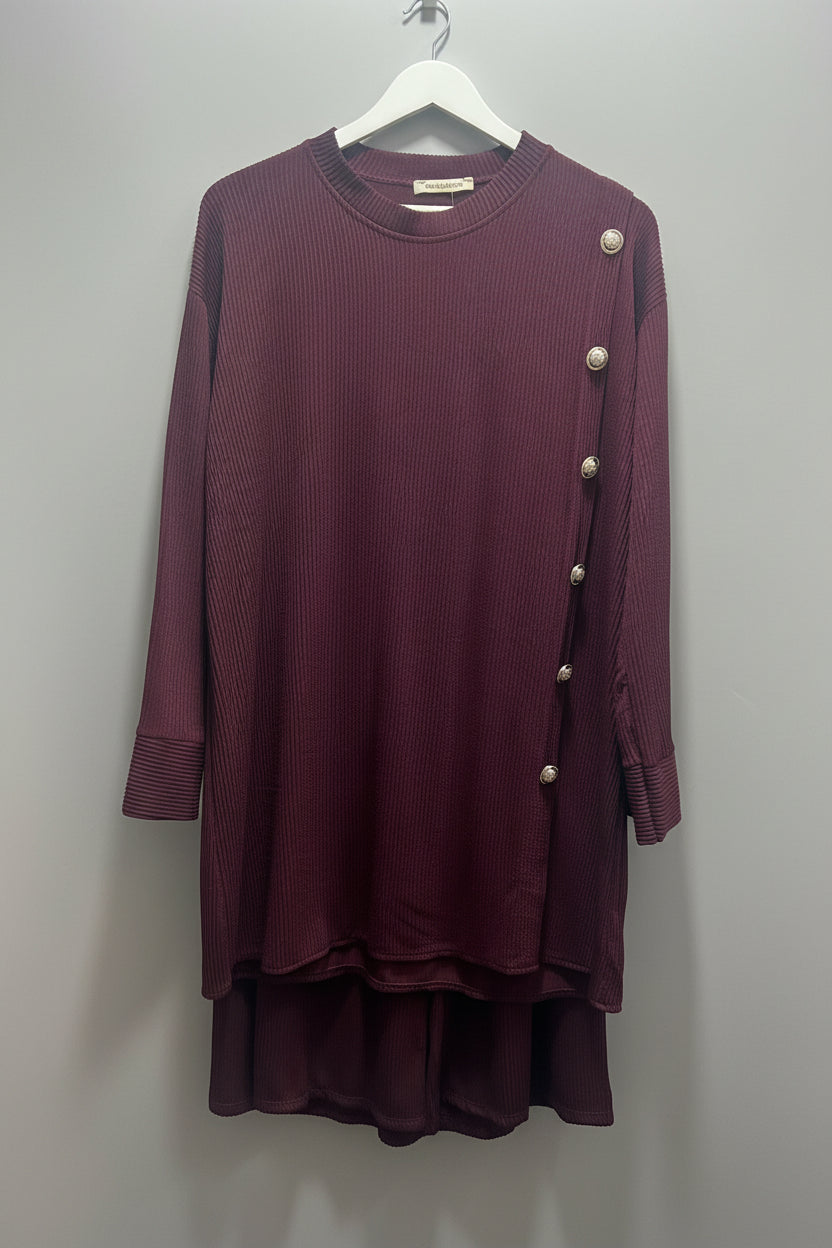 Side Button winter Ribbed Coords