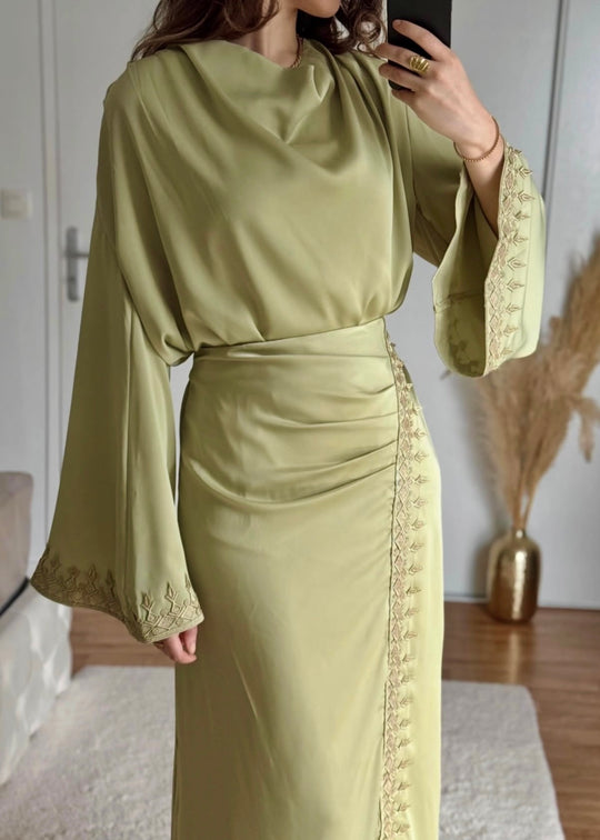Embellished Satin Skirt and Top Sets