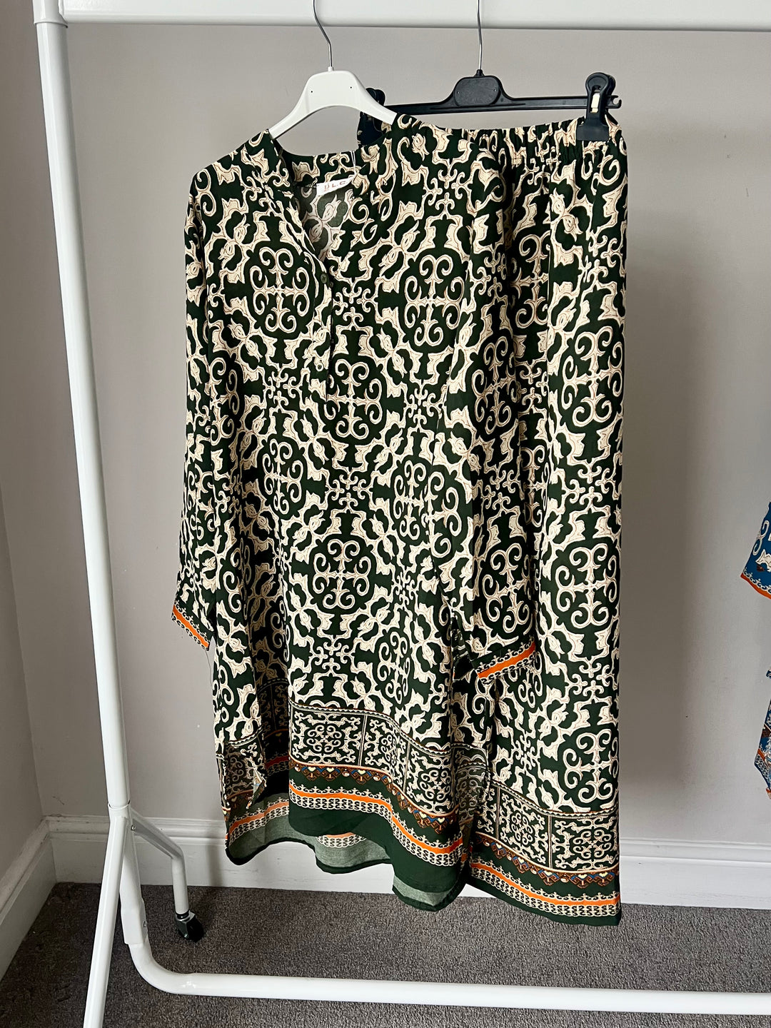 Full printed Bordered Long Line Coord
