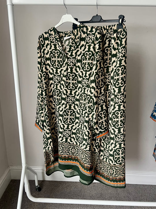 Full printed Bordered Long Line Coord