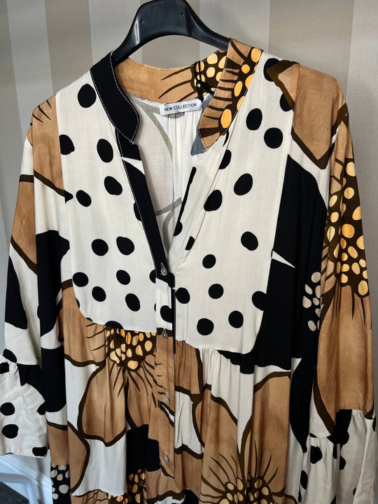 Floral Spotted Print Maxi Cotton Dress