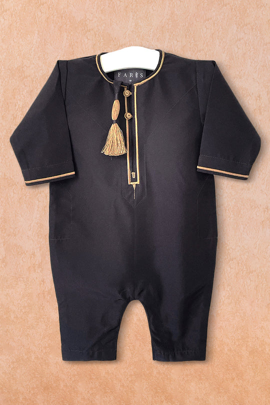 Baby Faris Omani Rompers - Black with Beige