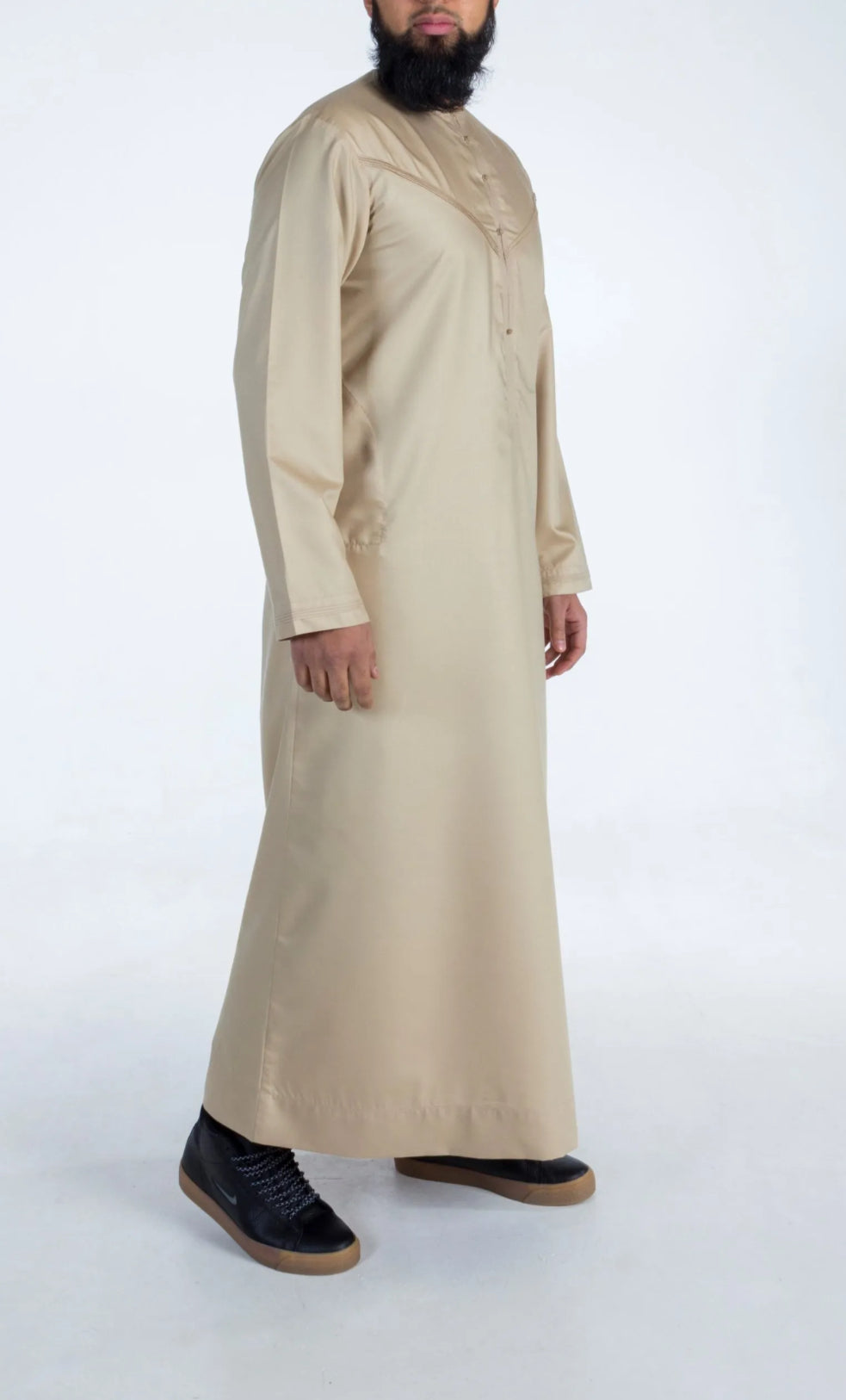 Pleated Al Aniq Thobe/Jubbah - Beige