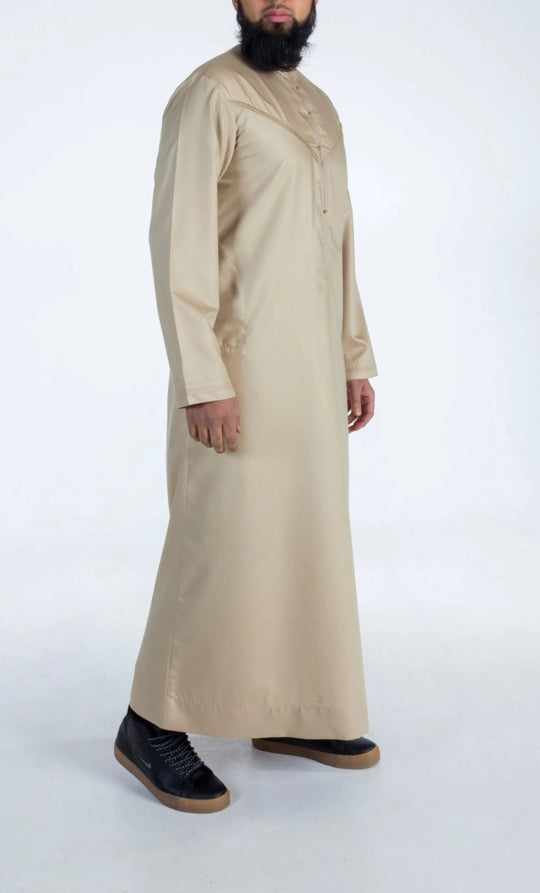 Pleated Al Aniq Thobe/Jubbah - Beige