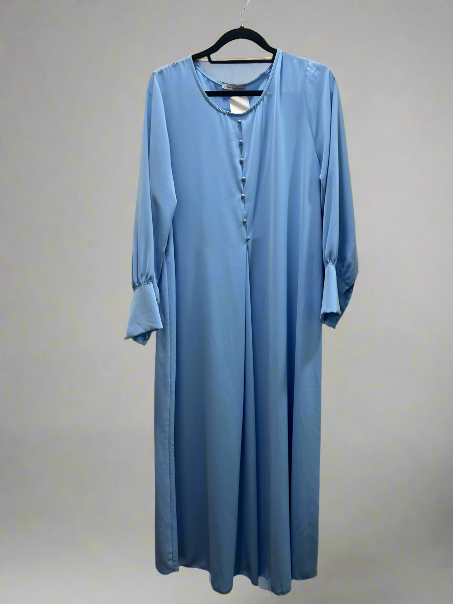 Chiffon Maxi cuff dress in powder Blue