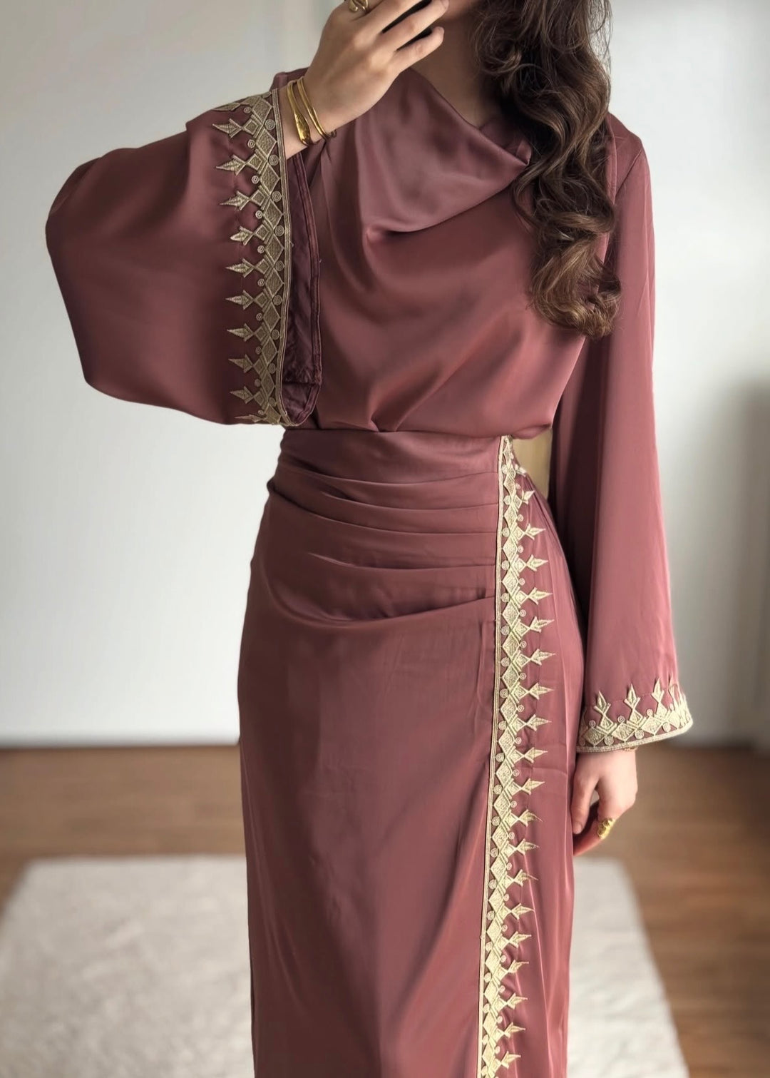 Embellished Satin Skirt and Top Sets
