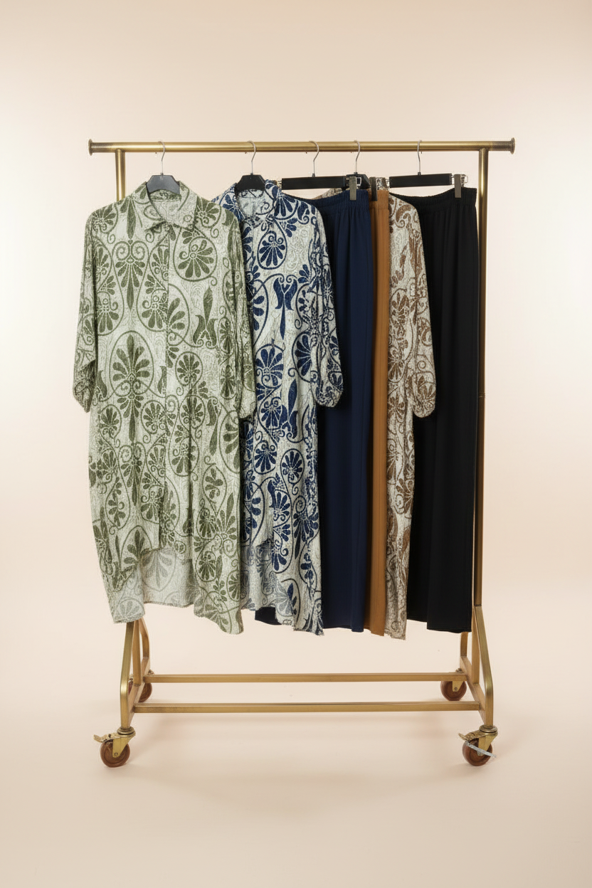 Tail Back print linen feel Coord 2