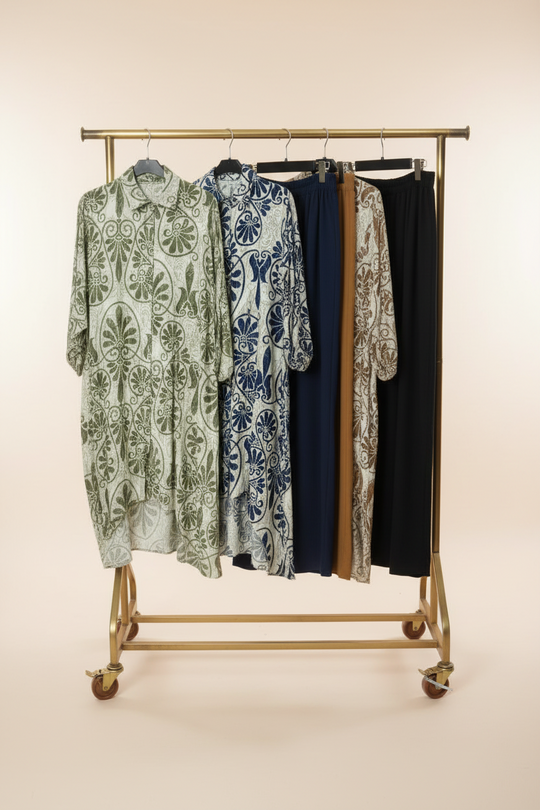 Tail Back print linen feel Coord 2
