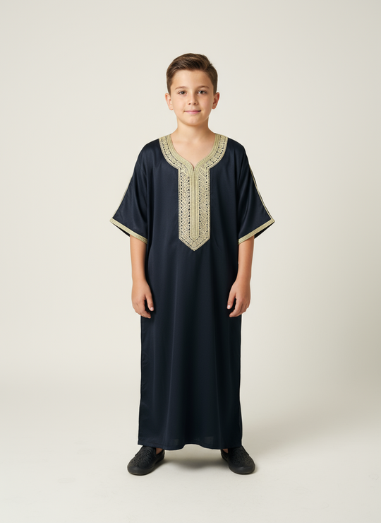 Boy’s Moroccan Thobe/Jubbah - Black