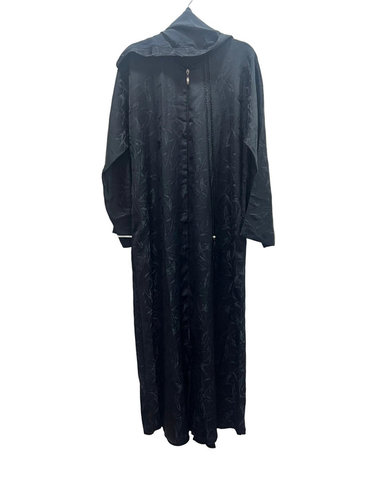 Jacquard print Midnight Abaya set with Zip Opening