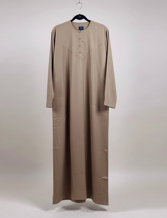 Premium Cotton Rich Matte Thobe/Jubbah- Mocha Garden