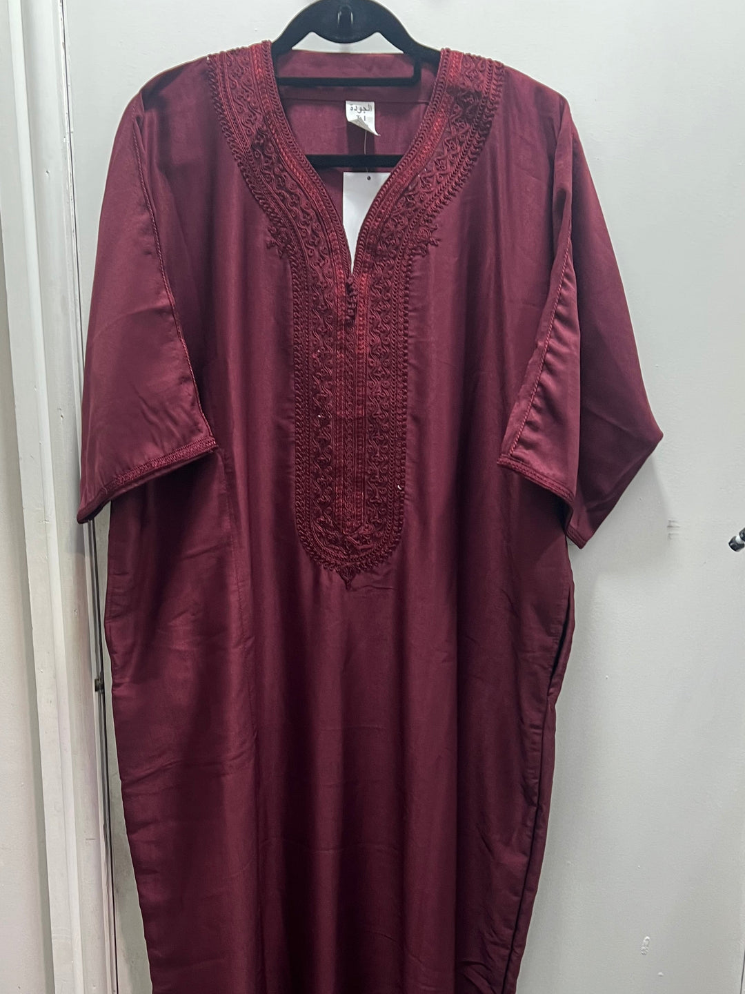 Moroccan Half Sleeve Cotton Thobe/ Jubba - maroon